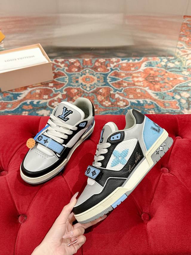 Lv Louis Vuitton Trainer Series Velcro Four-Leaf Clover Casual Sneakers Skate Sh