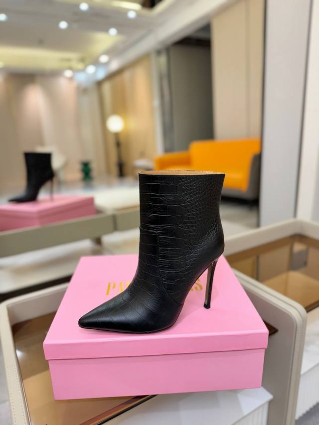 Price: Texas Paris crocodile-pattern stiletto ankle boots Elegant style, creatin