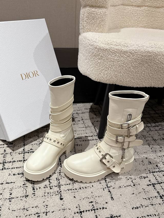 Top-tier version Dior Fall/Winter 2025 D-Fight mid-calf/high-top brogue boots Ne
