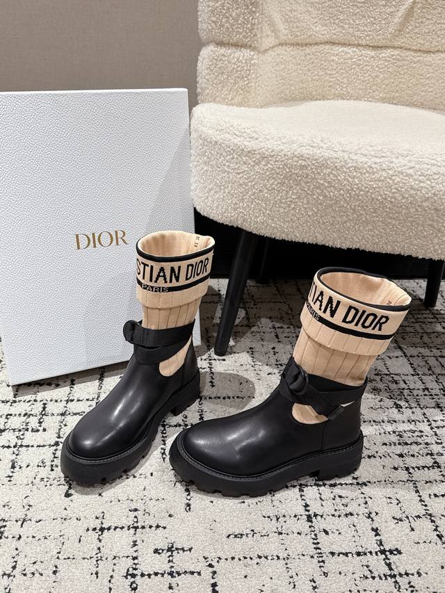 Retail-grade Dior 25 New Embroidered Graffiti Mid-Calf Boots Upgraded Full Packa