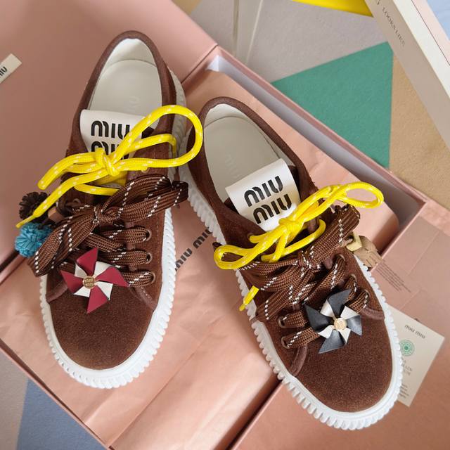 Top Version: Women's Miu Miu Latest Velcro Canvas Platform Biscuit Shoes Casual