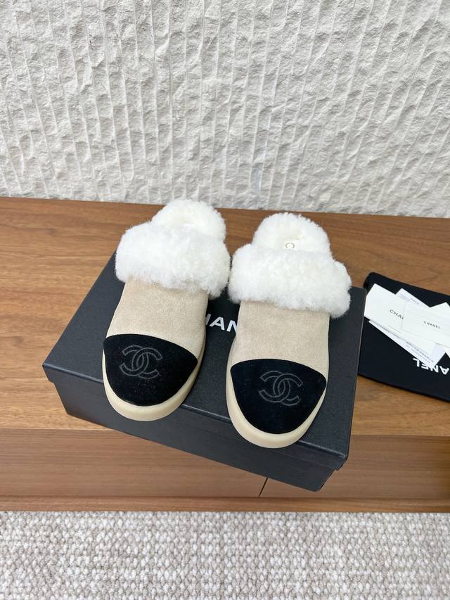 G081 Chanel 25Ss Autumn/Winter New Arrival Half-Slipper Snow Boots with Furry Sh