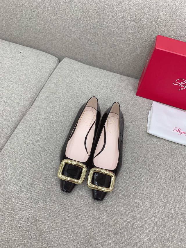 Factory Price p Roger Vivie* New Choc Series Square Buckle Flat Shoes Original