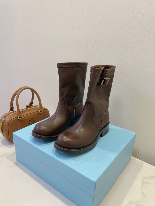 Redefining: Slouch Boots Prada Natural Stacking Ankle Boots Reborn as the coole