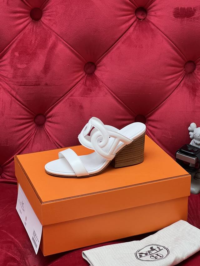 Exclusive Real Shot Top Version 2026Ss Herme*Hermes*New Mid-Heel Sandals Custom-