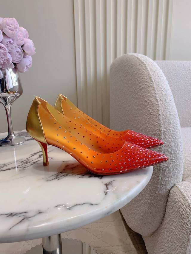 Factory Price p Christian Loubouti* New Red Gradient Rhinestone High Heels. Smo