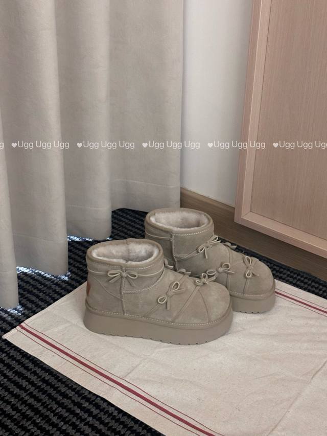 Cross-knot snow boots Cute and adorable short boots Suede Remake with homemade b