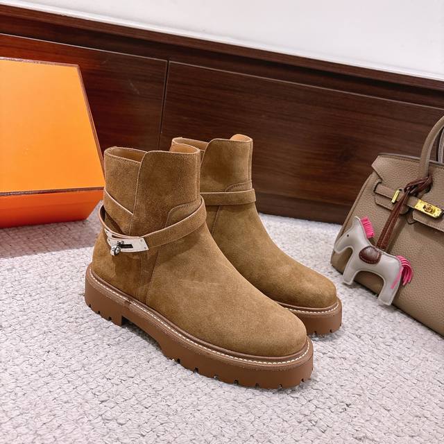 Factory Price p Hermes Jeff Ankle Boots, stylish, versatile, classic, and super