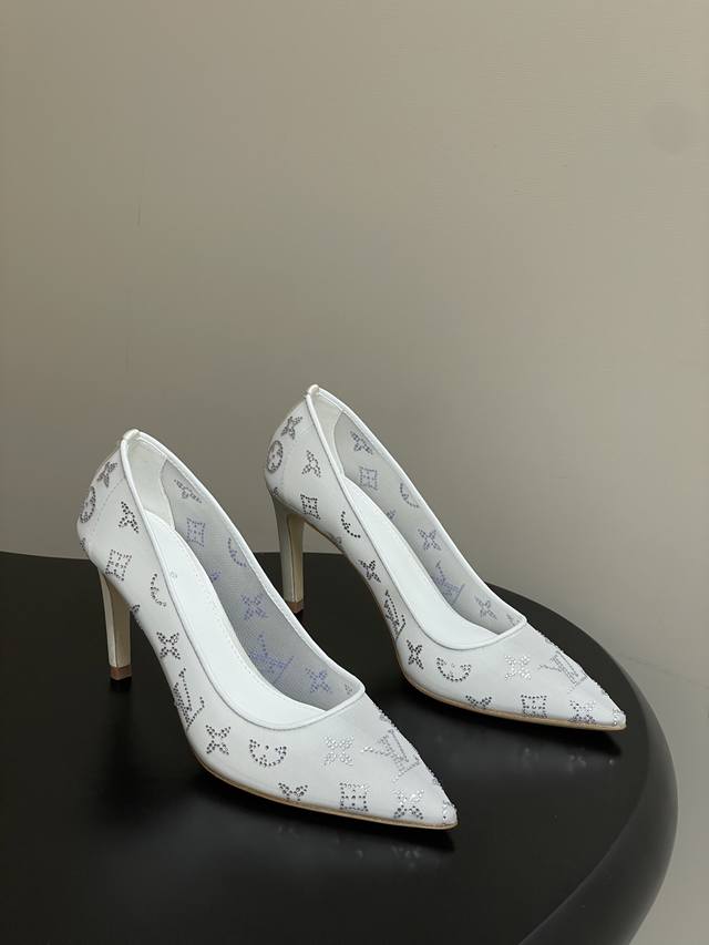 25Ss Summer New Louis Vuitton LV Gala High Heels Mesh Rhinestone Fairy Shoes Mes