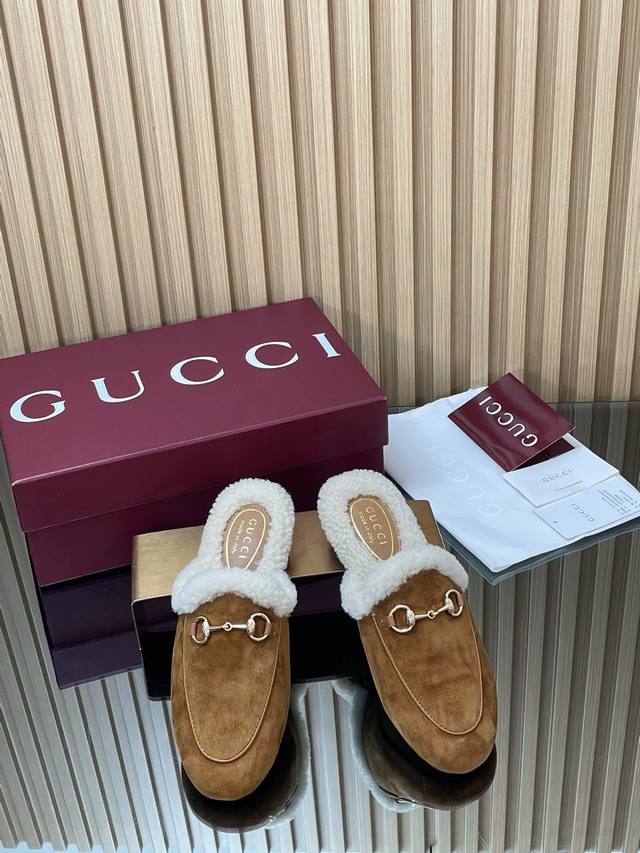 2025 Autumn/Winter New Gucci Merino Wool Slippers, New Mule Slippers, High-Quali