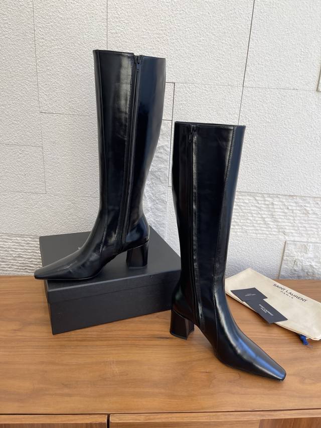 Top-tier version: Saint Laurent 25Ss Fall/Winter New Square Toe Side Zipper High