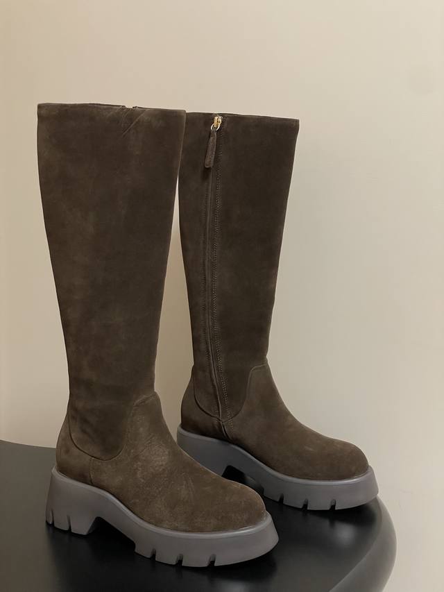 Top Quality Autumn/Winter New Rossi Gr Thick-Soled Straight Boots with Side Zipp