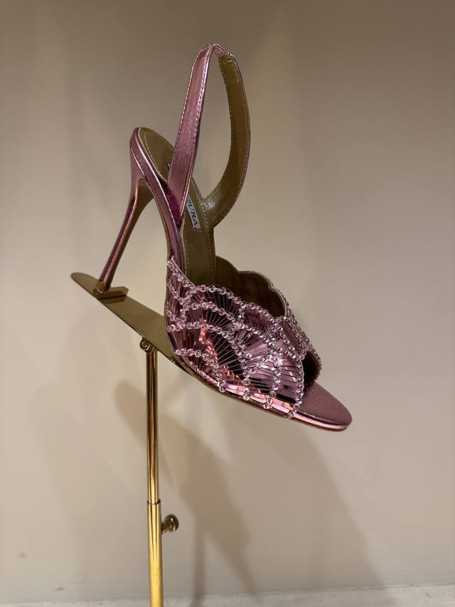 Aquazzura Pineapple Sequined Laser High Heels 2025 Spring/Summer Newest Butterfl