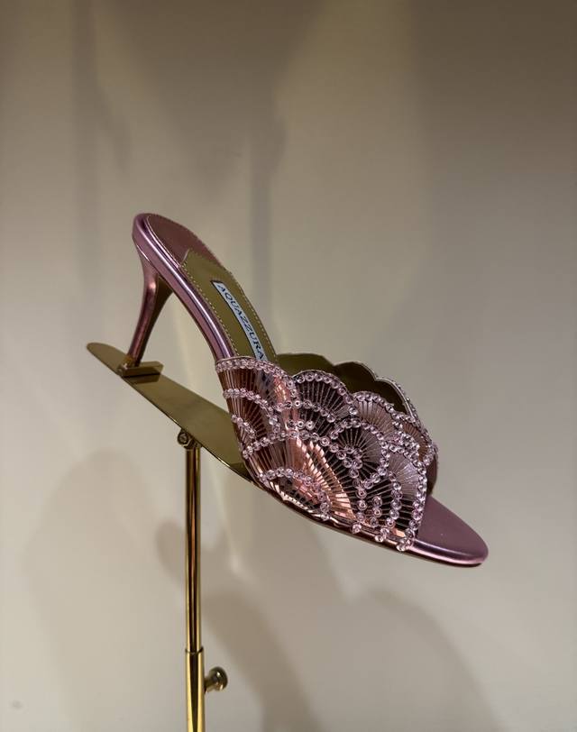 Aquazzur* Pineapple Sequined Laser High Heels 2025 Spring/Summer Newest Butterfl