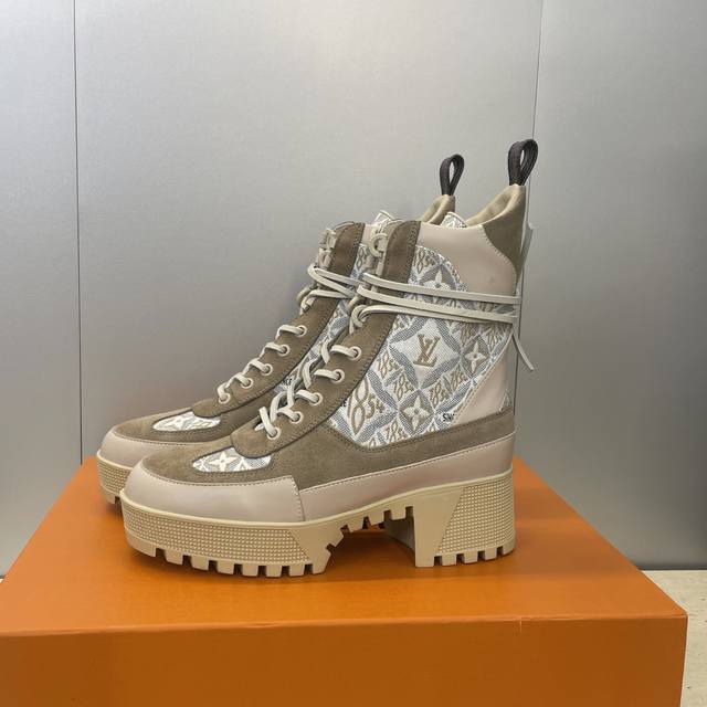 Factory Price Louis Vuitton* 2025 Autumn/Winter New Lace-up Motorcycle Ankle Boo