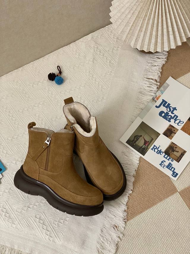 Sheepskin lining + top-grain cowhide upper 1.5cm golden thickness wool locks in