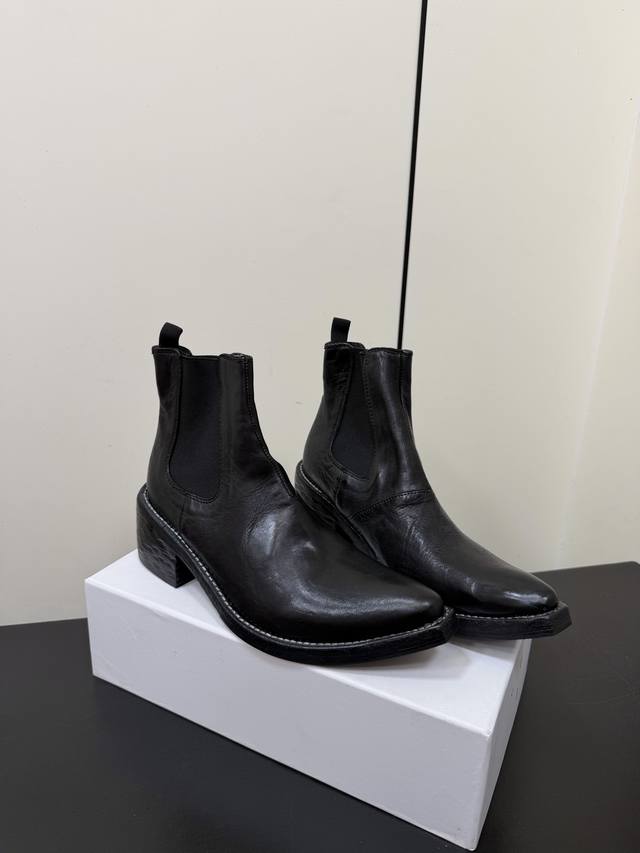 Men's Retro Washed Horsehide Wizard Chelsea Boots Upper Material: Horsehide Lin