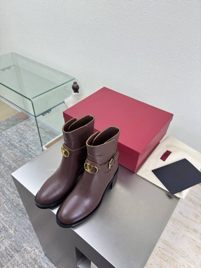 Valentino Classic Metal Logo Mid-Heel Ankle Boots Buckle Design A Paragon of It