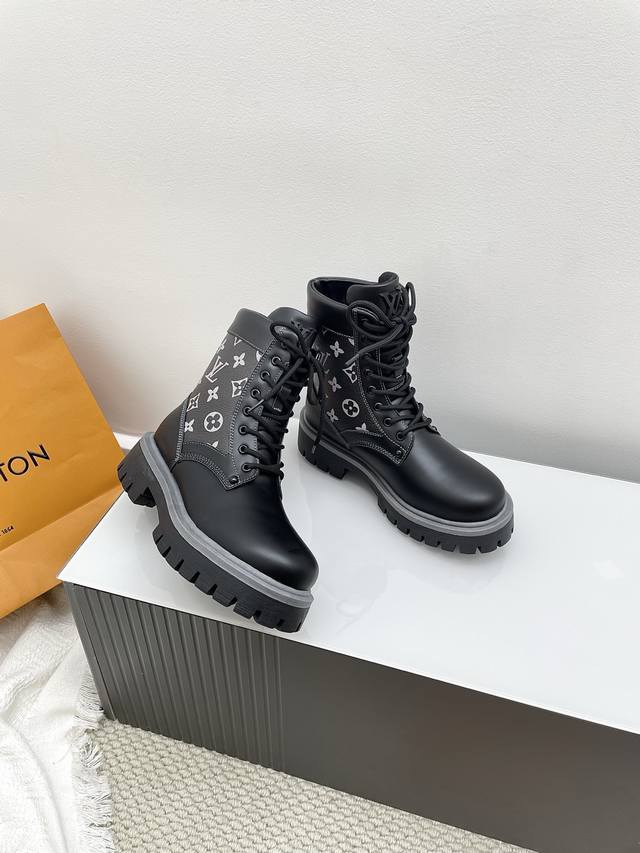 Lv Couple Style Autumn/Winter New Height-Increasing Thick-Soled Lace-Up Ankle Bo