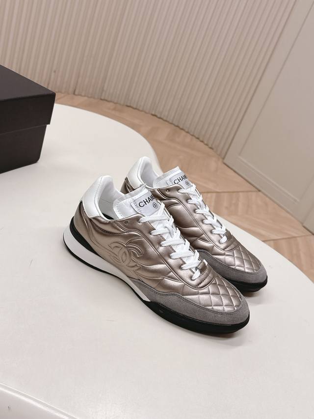 Chanel 25N series German training shoes, quilted lambskin sneakers, baseball sho