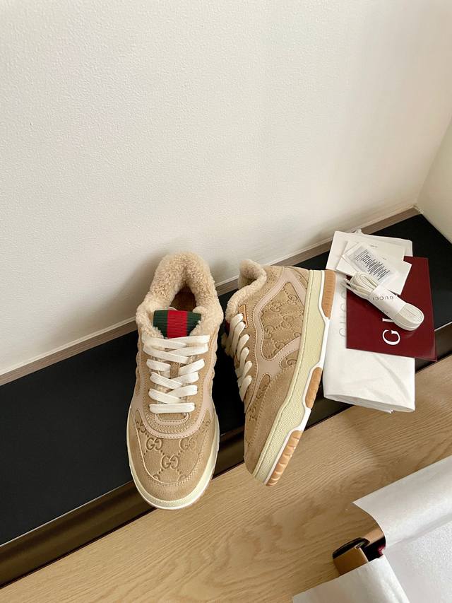 Gucci Re-Web runway style wool sneakers. The new design director's first sneaker