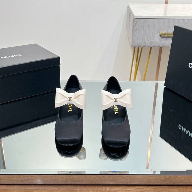 Top-tier version, no bargaining Chanel Fw2024 early spring bow elastic high-heel