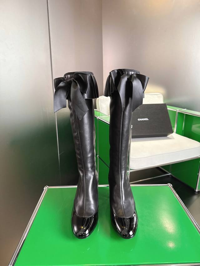 Autumn/Winter New Arrival Bow High Boots Top Quality 6.5cm Chunky Heel Mid-Calf