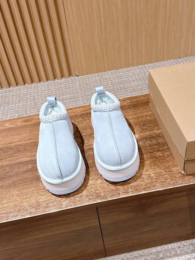 Ugg Tazz Thick-Soled Slip-On Furry Snow Boots New style furry slippers with ethn