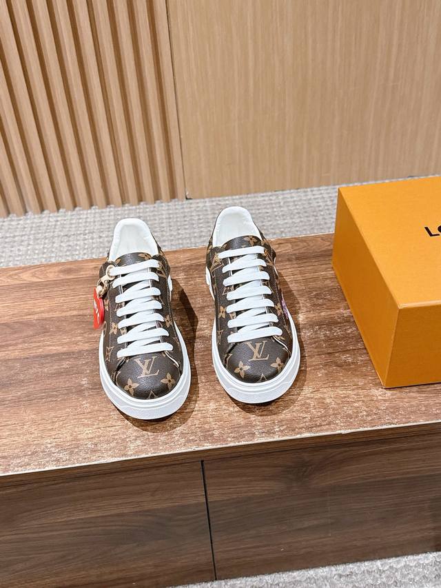 New Louis Vuitton Time Out sneakers with embossed classic platform design. This