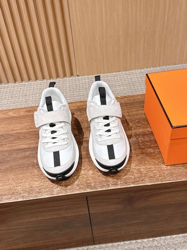 Hermes Khea Velcro Lace-up Derby Sneakers (Dongguan Made) Hermes quality, no pr