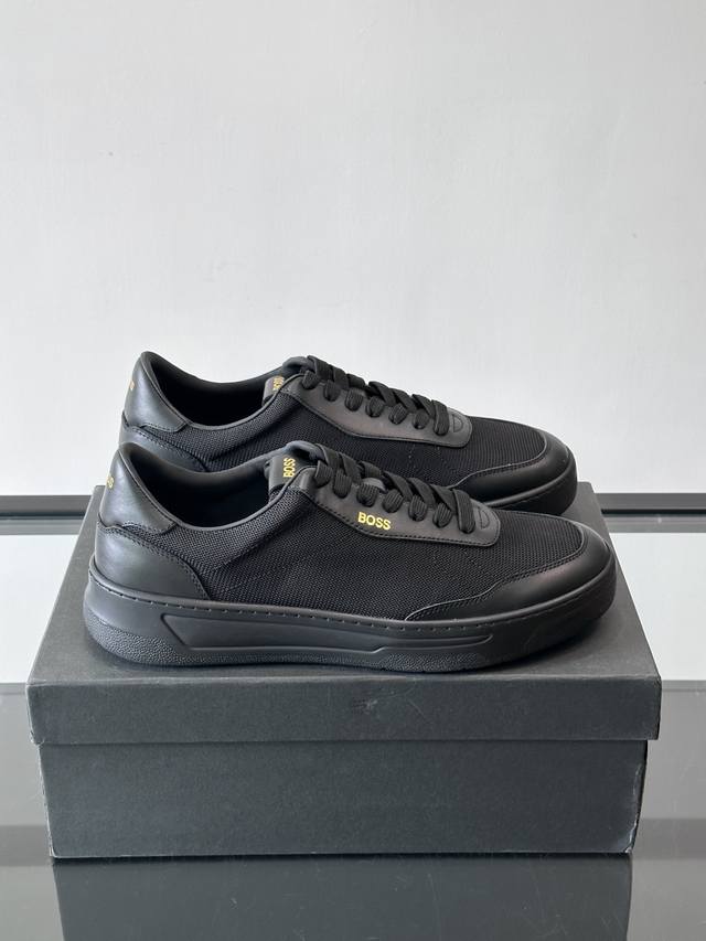 Boss Retro Sneakers, featuring a leather and fabric combination, breathable and