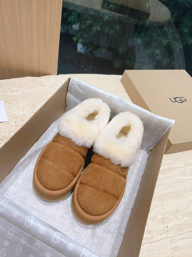 Top-tier Ugg casual comfortable thick-soled round-toe fuzzy slip-on shoes Its ad