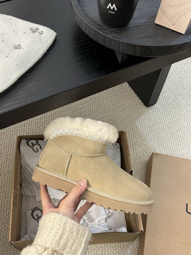 Ugg Taslin Mini Snow Boots, classic short-shaft design, suede upper with wool li