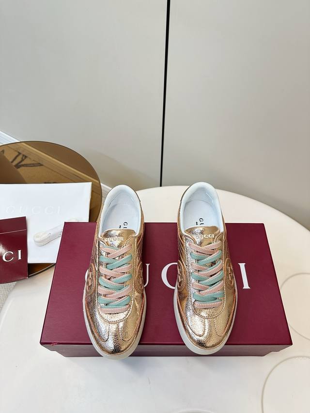 Gucci G75 Metallic Casual Sneakers Gucci G75 series sneakers, metallic leather w
