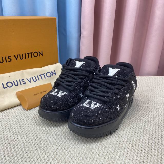 Top-tier version basketball sneakers with rhinestones Louis Vuitto Lv Trainer Sn