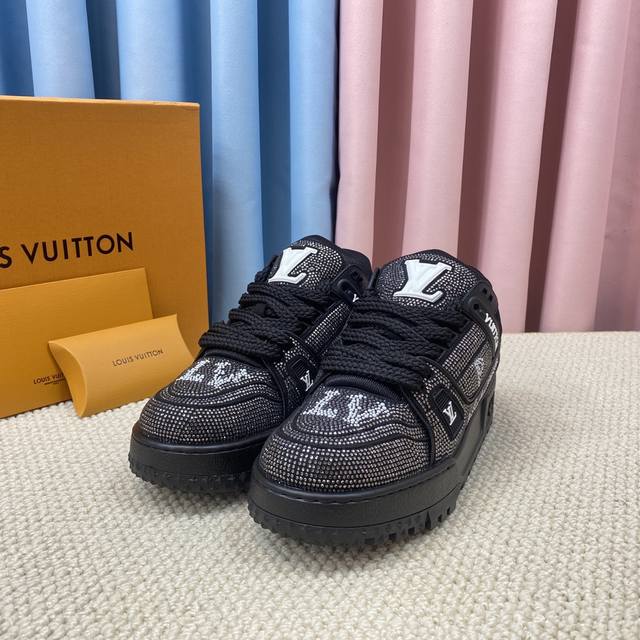 Top-tier version basketball sneakers with rhinestones Louis Vuitto Lv Trainer Sn