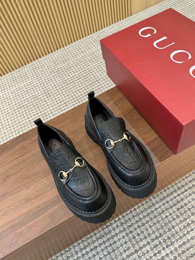 Gucc*Ss24 New Embossed Loafers & Ankle Boots Button Style [ ] Original Last Top