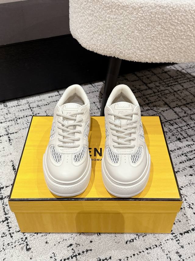 Top-tier version Fendi 25 Match series thick-soled mesh casual sneakers Original