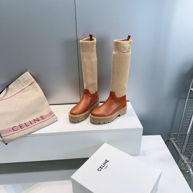High-quality factory! Top-quality Celine Fall/Winter 2025 platform sock boots w