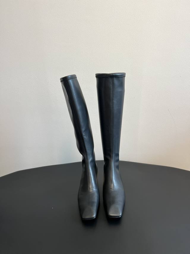 Jilsander 2025 New Mid-Heel Square Toe Crystal Heel Ankle Boots for Women The de