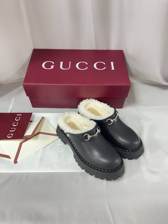 Gucc Autumn/Winter New Arrival - Couple's Horsebit Mules and Lambswool Slippers,