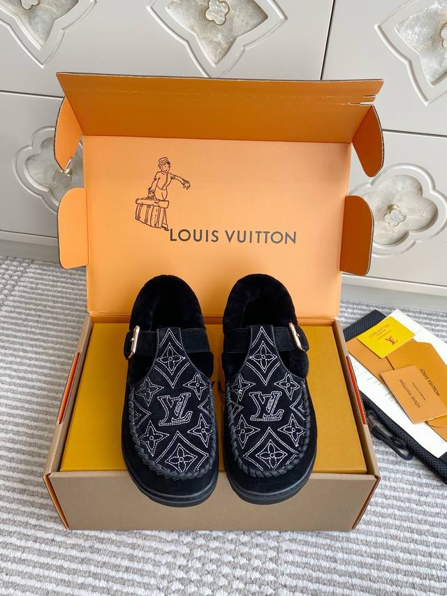 Original Box Packaging LV Colorado Platform Embroidered Wool Mary Jane Loafers