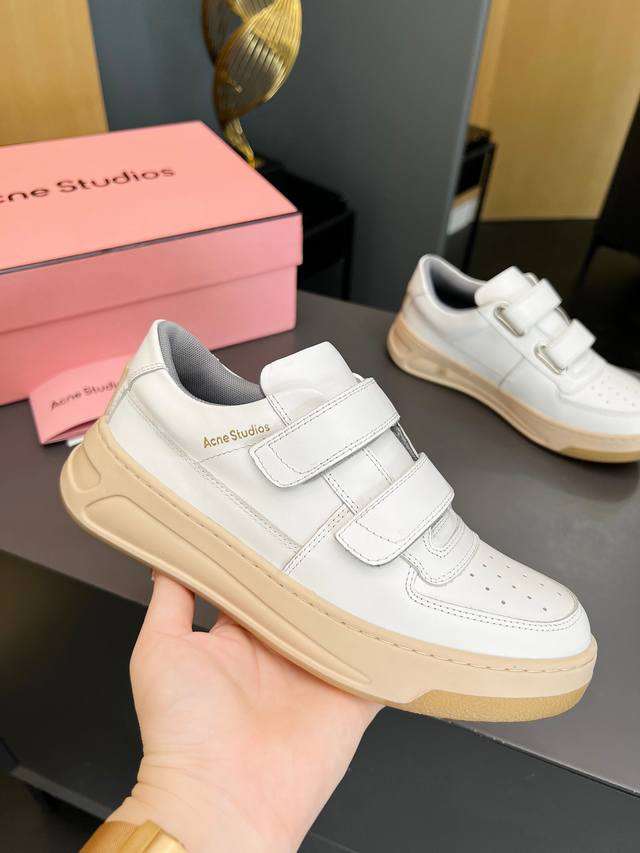 High-quality full-package Acne Studios smiley face Velcro white sneakers Ma Sic