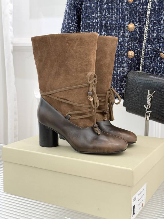 Factory Price Unfolio25Wf New Retro Lace-up Chunky Heel Ankle Boots When the rom