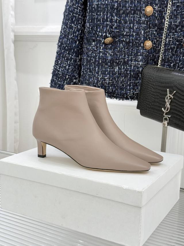 Factory Price The Row 25Wf New Retro Square Toe Ankle Boots Side Zipper Kitten H