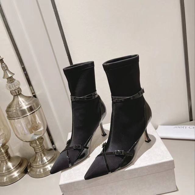 Jimmy Choo Pointed-Toe Stretch Boots - A wildly popular collaboration item on In