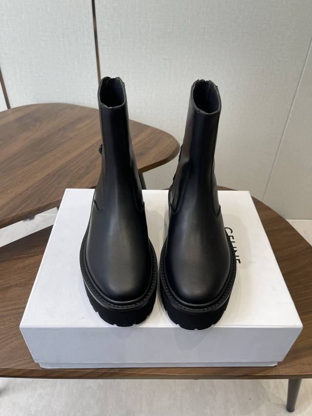 Celine Autumn/Winter Bulky Series Nylon Canvas Ankle Boots (DDD) with glossy cow
