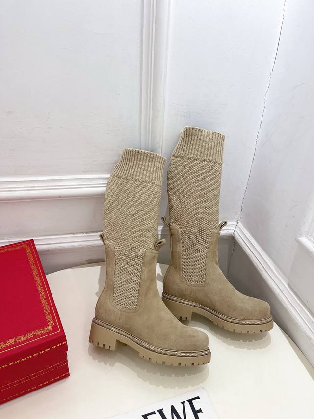 Rene Caovilla 25Ss Latest Rc Stretch Knit Sock Boots Series Top-Tier New Arrival