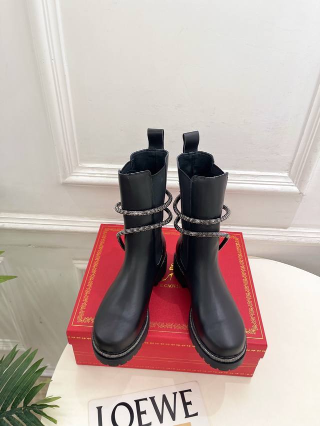 Rene Caovilla 25Ss Latest Rc Snake-Wrap Chelsea Boots Series Top-Tier New Arriva