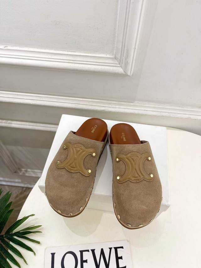 Celine 25 2025 Fall/Winter New Arrival: Arc de Triomphe Riveted Birkenstock Mule